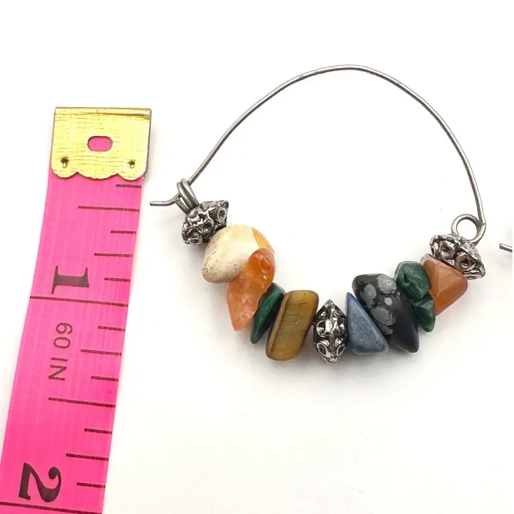Boho Casual Hoop Earrings Bohemian Jewelry Nugget Stones